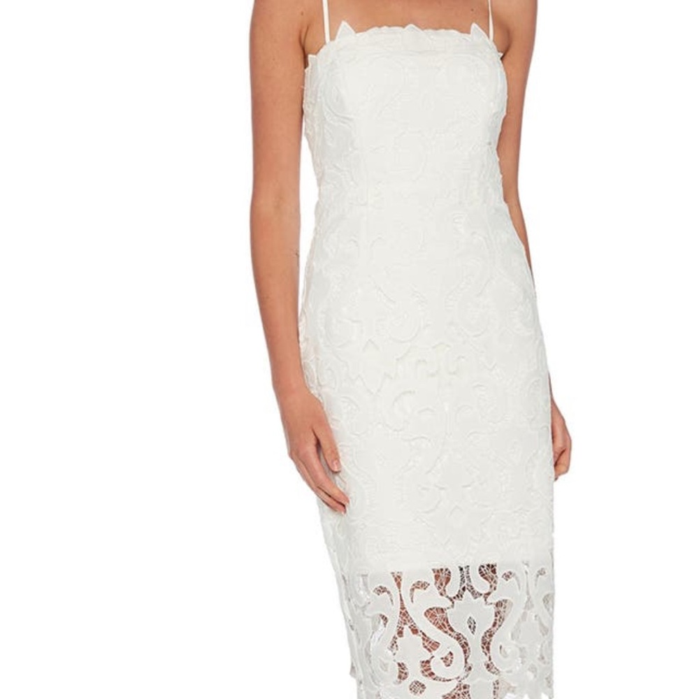 Bardot lina lace white dress